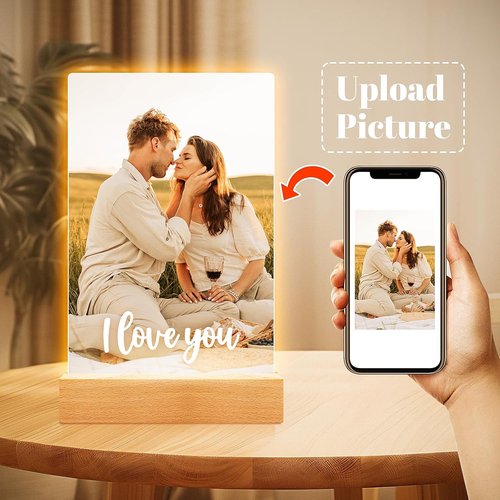 Bulaient Personalized Picture Frame - Custom Photo Frame with Night Light | Perfect Anniversary & Birthday Gift