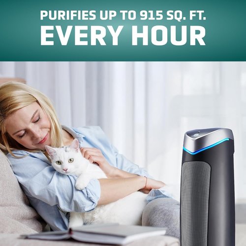 GermGuardian 5-In-1 HEPA Air Purifier - Large Room Coverage Up to 915 Sq. Ft. | UV-C Light & Pet Filter, Gray