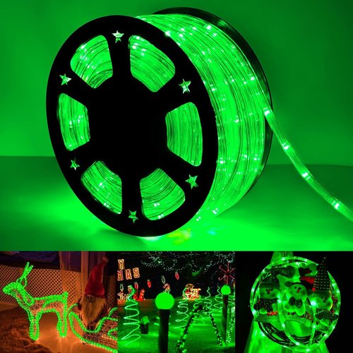 200ft LED Rope Lights - Waterproof Outdoor Lighting with 8 Modes | Flexible Green Tube Lights for Garden, Patio, Party & More