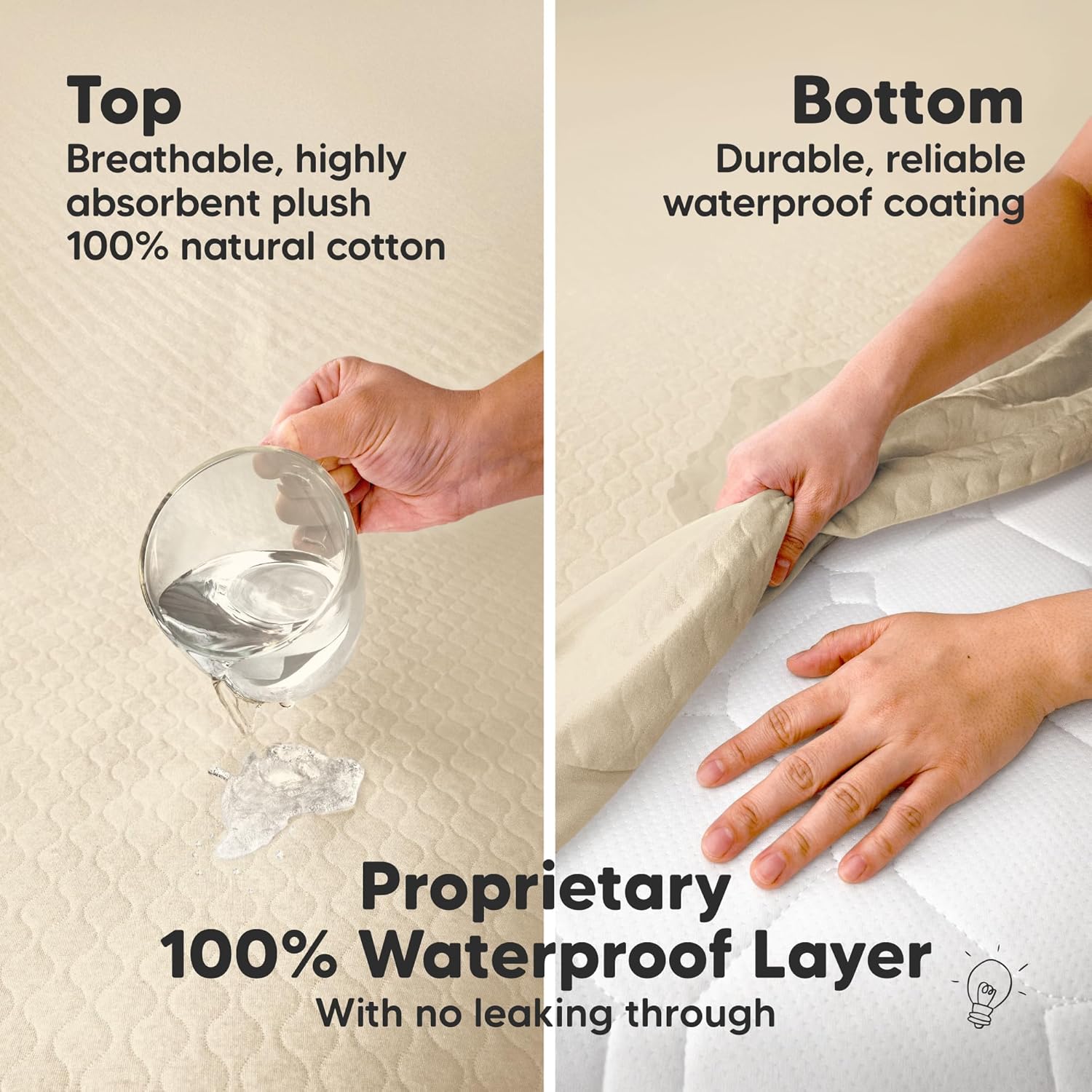 Skiennix Waterproof Crib Mattress Protector - Soft Quilted Cotton Pad, 52" x 28", Machine Washable, 2-Pack