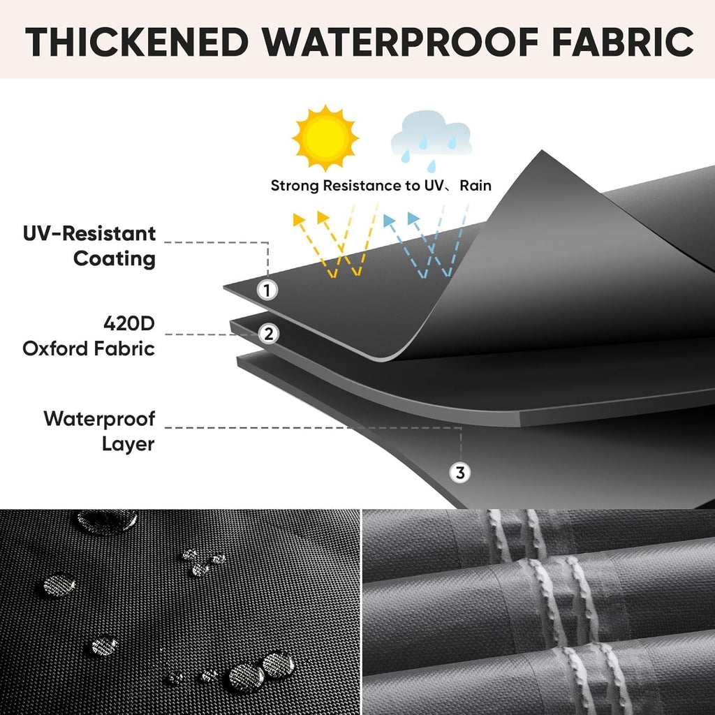 BALEINE Outdoor Furniture Covers - Heavy Duty Waterproof Oxford Table & Chair Cover | Black, 108"L x 82"W x 28"H