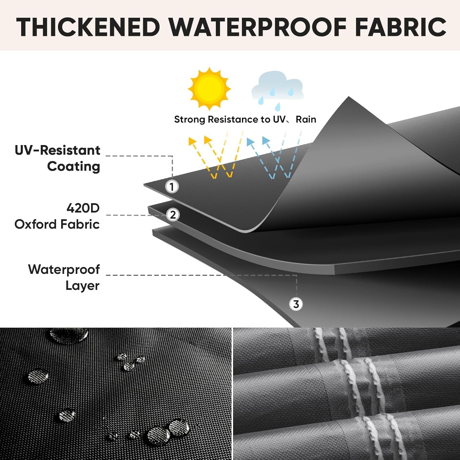 BALEINE Outdoor Furniture Covers - Heavy Duty Waterproof Oxford Table & Chair Cover | Black, 108"L x 82"W x 28"H