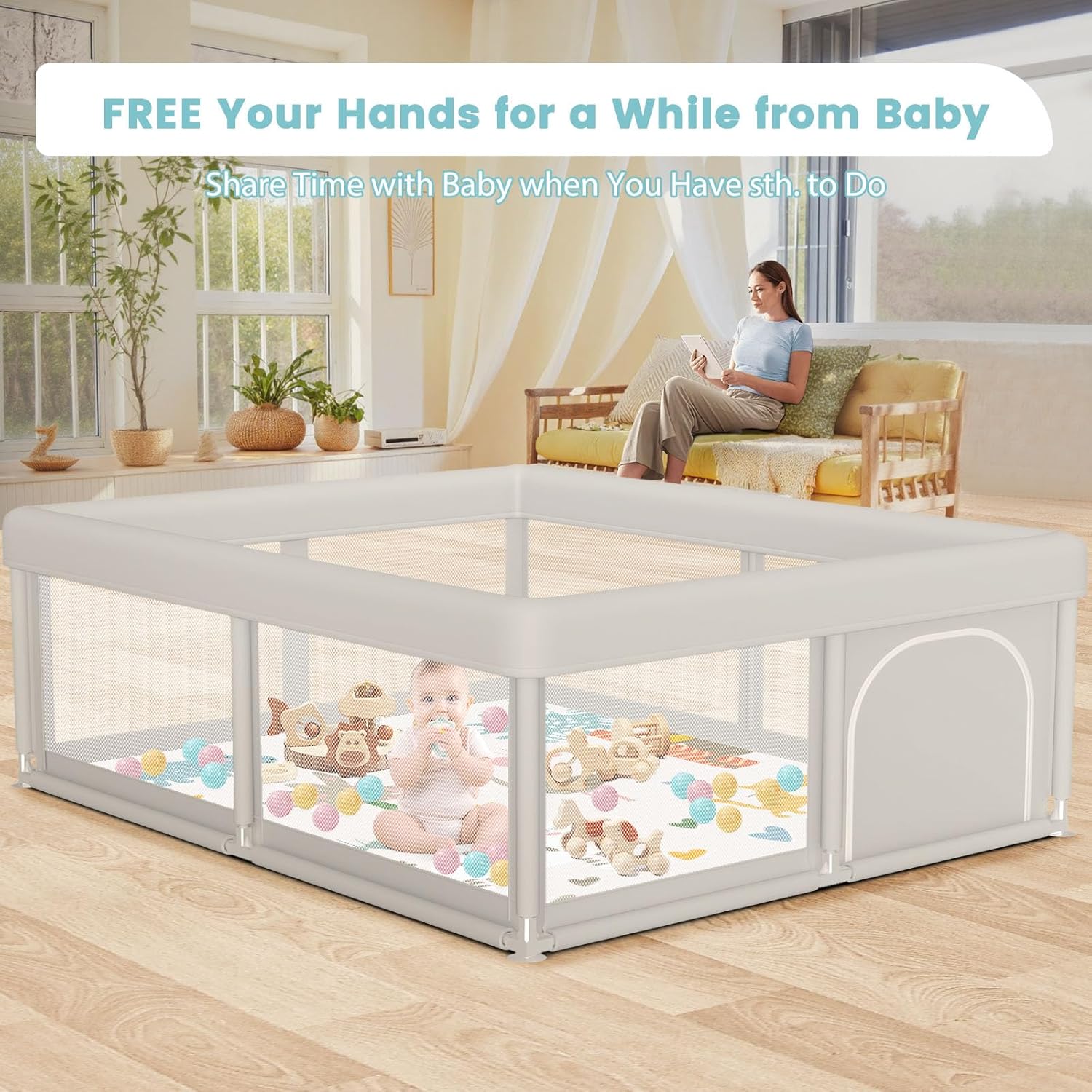 Regine Switzerland Baby Playpen - Sturdy Safety Playpen with Gate | 50x50 Inch Indoor & Outdoor Activity Center