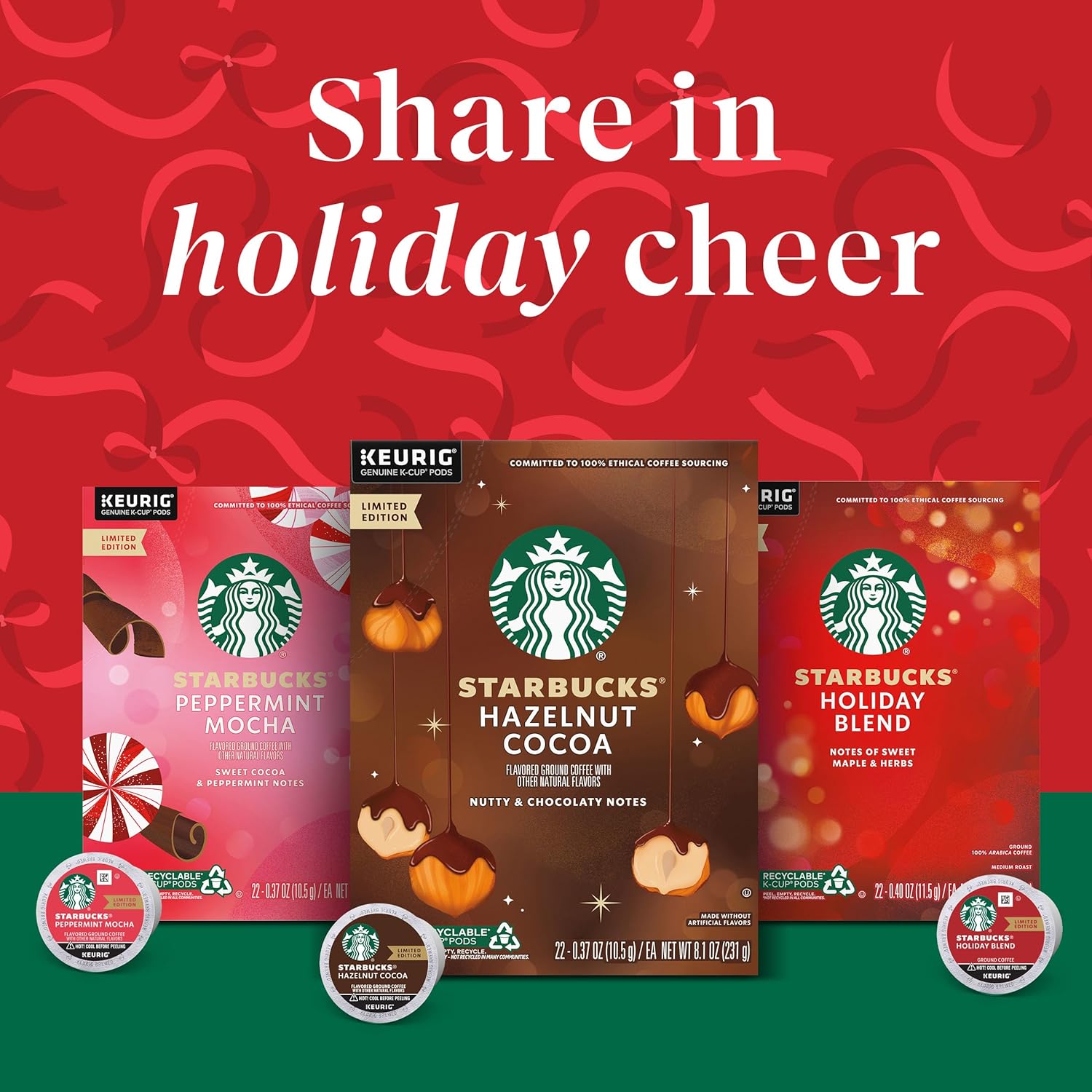 Starbucks Peppermint Mocha K-Cup Coffee Pods - 100% Arabica, Limited Holiday Edition | 60 Pods Total