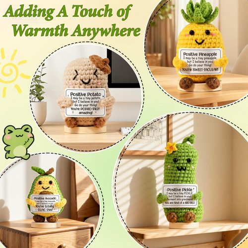 Emotional Support Crochet Positive Frog Inspirational Cheer Up Gifts for Women, Handmade Positive Crochet Gift Thank You Birthday Valentines Teacher Appreciation Gifts for Coworker Nurse Mom Friends