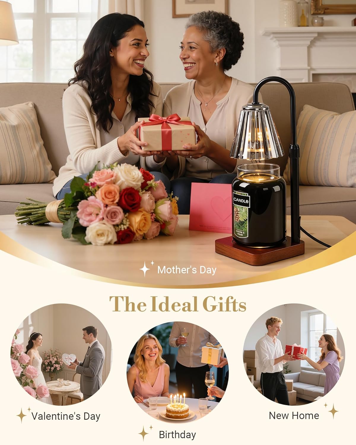 Marycele Candle Warmer Lamp - Adjustable Height with Timer & Dimmer | Perfect Gift for Mom & Sister