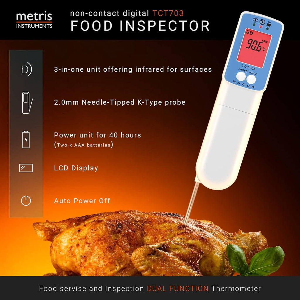 Metris Infrared Surface Thermometer - NSF Certified for FDA Compliance | 8-Point Laser, 2°F Accuracy