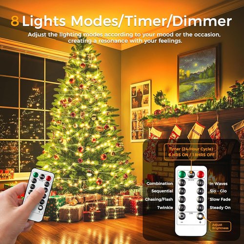 Fairy Lights | 33Ft Battery Operated 100 LED Twinkle Lights with Remote & Timer - Waterproof for Weddings & Decor
