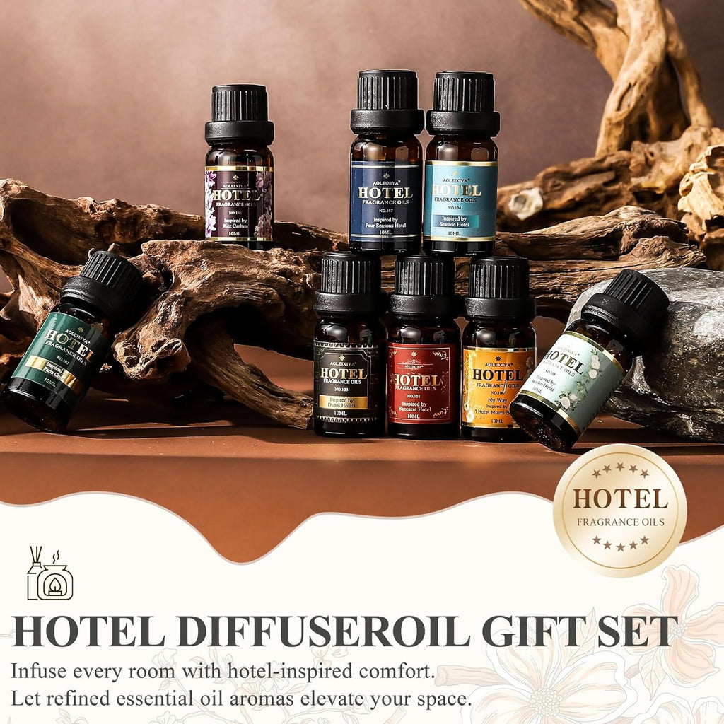 Skiennix Hotel Diffuser Oil Gift Set | 5-Star Fragrance Collection - My Way, White Tea, Baccarat, Dubai, Beachfront Villa