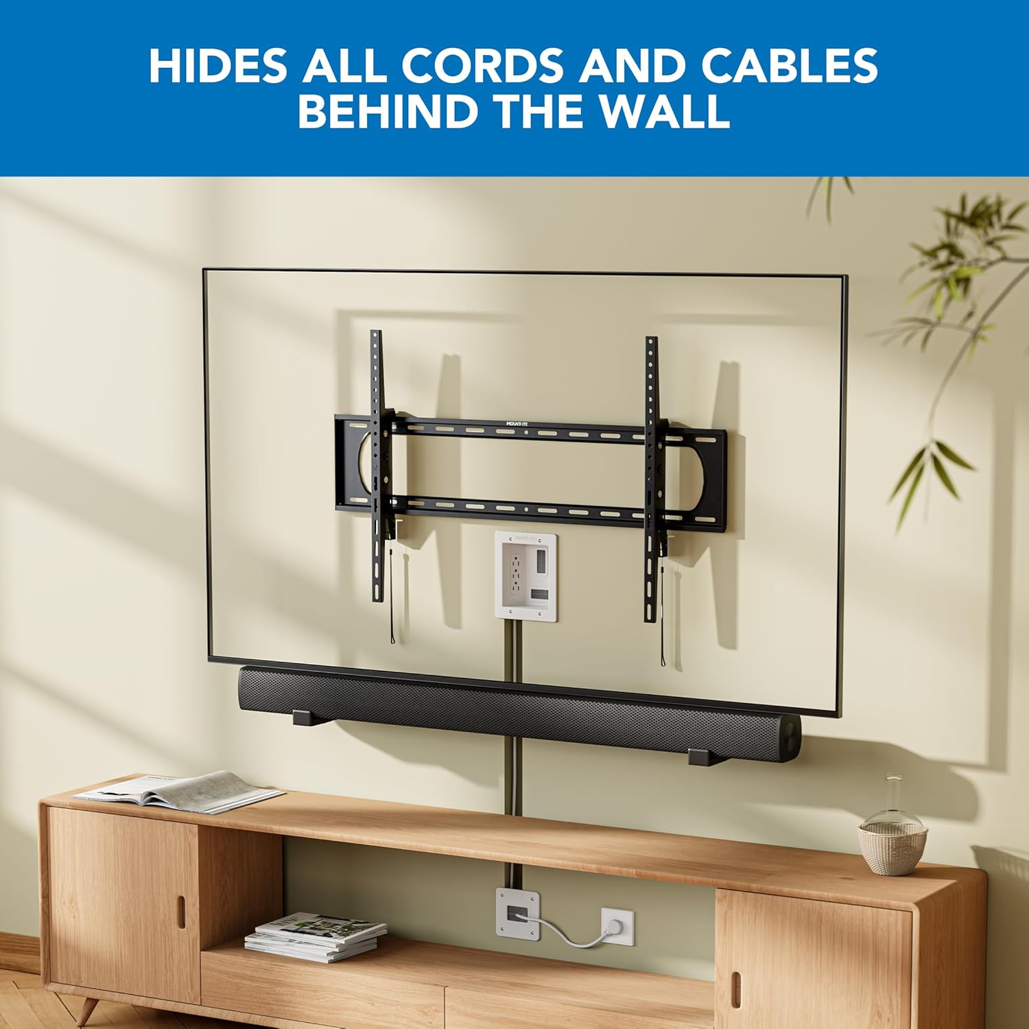 Mount-It! In-Wall TV Cable Concealer Kit - Triple Outlet, 9ft Cord & Hand Saw for Easy Cable Management