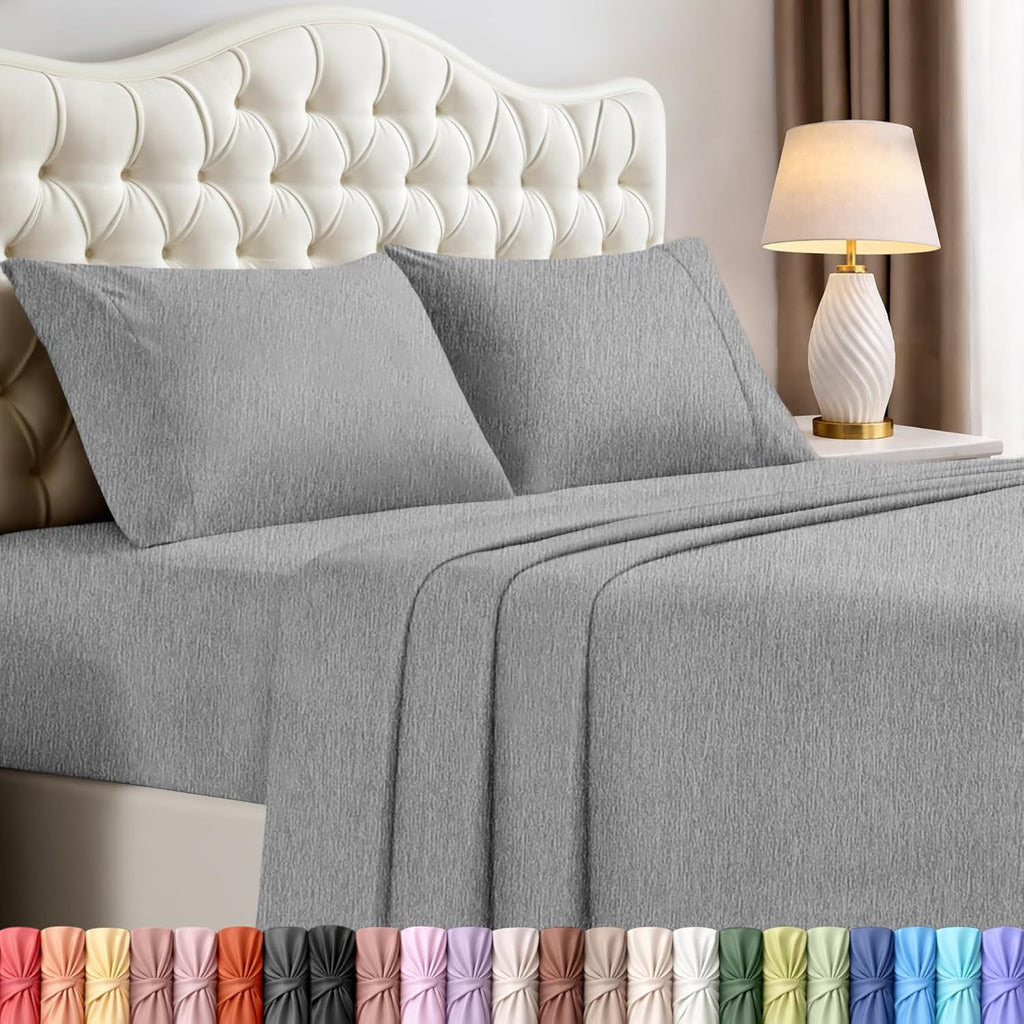 Utopia Bedding Queen Size Sheet Set - Soft, Breathable Microfiber, 4-Piece in Heather Grey | Oeko Tex Certified