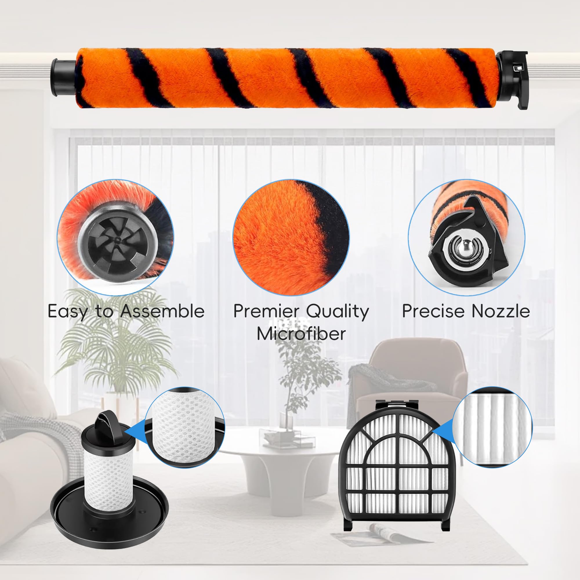 Amyehouse Brush Roller Foam Hepa Felt Filters Compatible with Shark LZ600 LZ601 LZ602 LZ602C APEX UpLight Lift-Away DuoClean Vacuum Cleaner # XFFLZ600 & XHFFC600