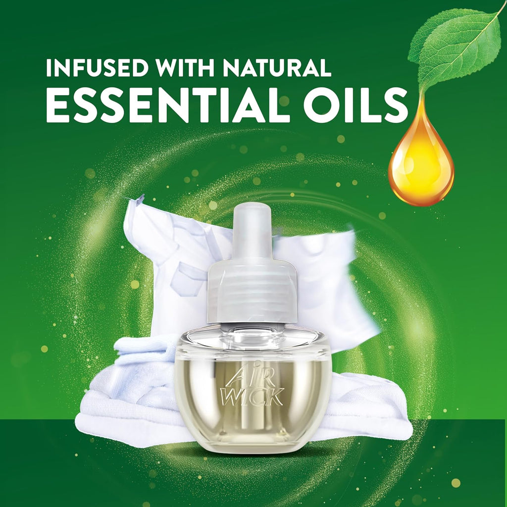 Air Wick Scented Oil Starter Kit - 2 Warmers + 6 Fresh Linen Refills | Eco-Friendly Air Freshener