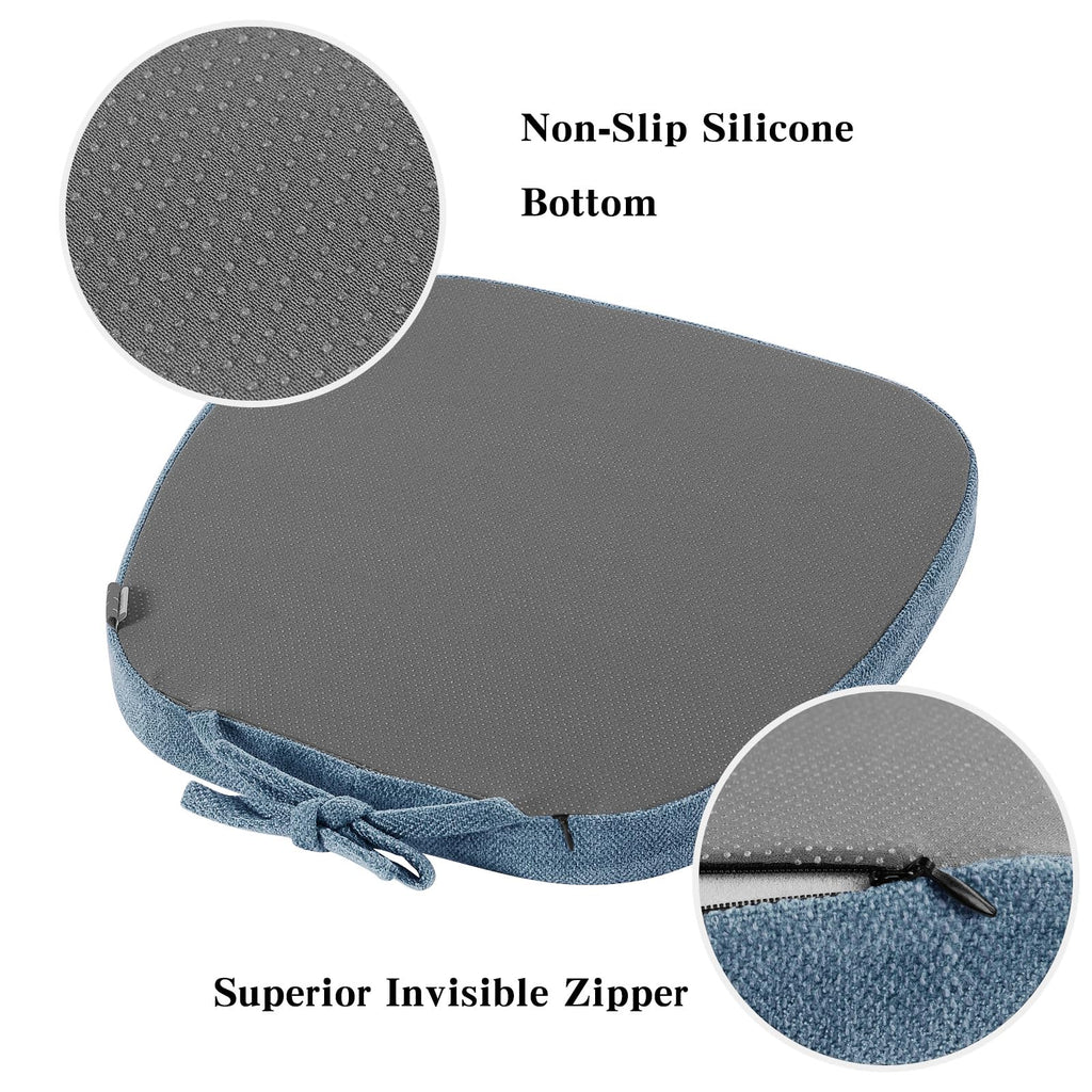 baibu 14x14 Memory Foam Metal Chair Cushions Set of 4, Dual-Layer Design Non-Slip Metal Dining Chair Pads Kitchen Seat Cushion with Machine Washable Cover, 4 Counts, Blue