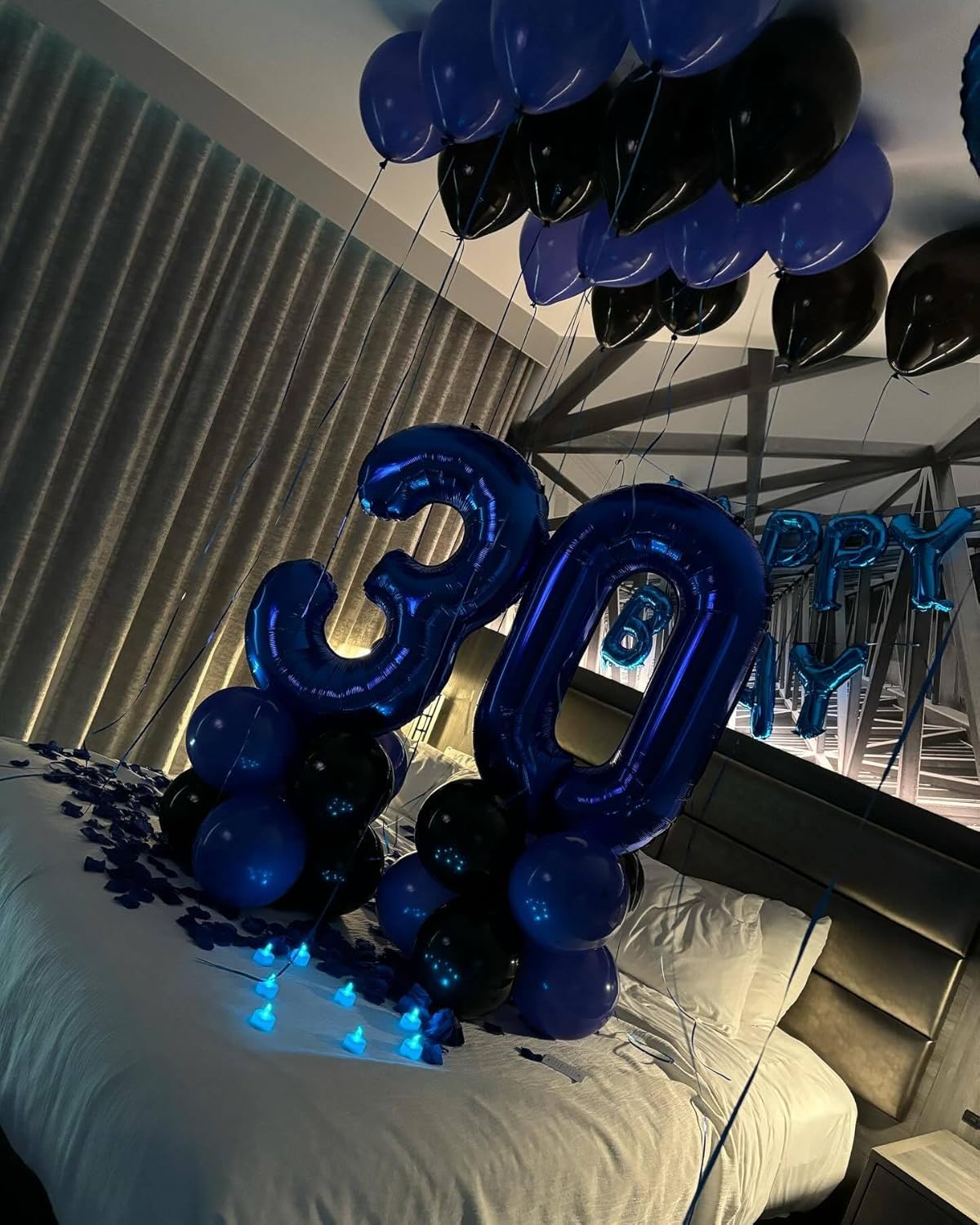 Number 4 Balloon by Night Blue - 40 Inch Giant Foil Balloon for 4th Birthday Party Decorations