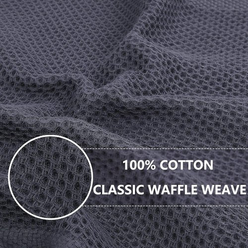 Homaxy 100% Cotton Waffle Weave Kitchen Dish Cloths & Premium Towels | 12x12 & 18x28 Inches, Grey - 6-Pack