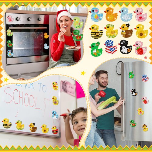 Liliaafar 30 Pcs Diamond Painting Magnets Set Diamond Art Magnets for Fridge Refrigerator Magnetic Stickers for DIY Crafts 5d Rhinestones Gem Art Painting Kits for Adults Beginners(Cute Duck)