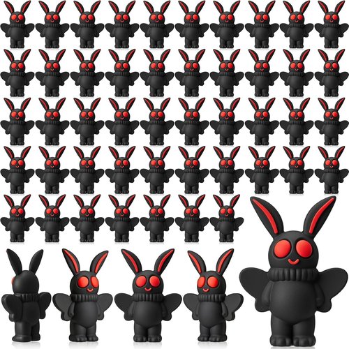 Chunful Mini Mothman Figurines - 50 Pcs Tiny Statues for Cryptid Decor | Classic Black Party Favors