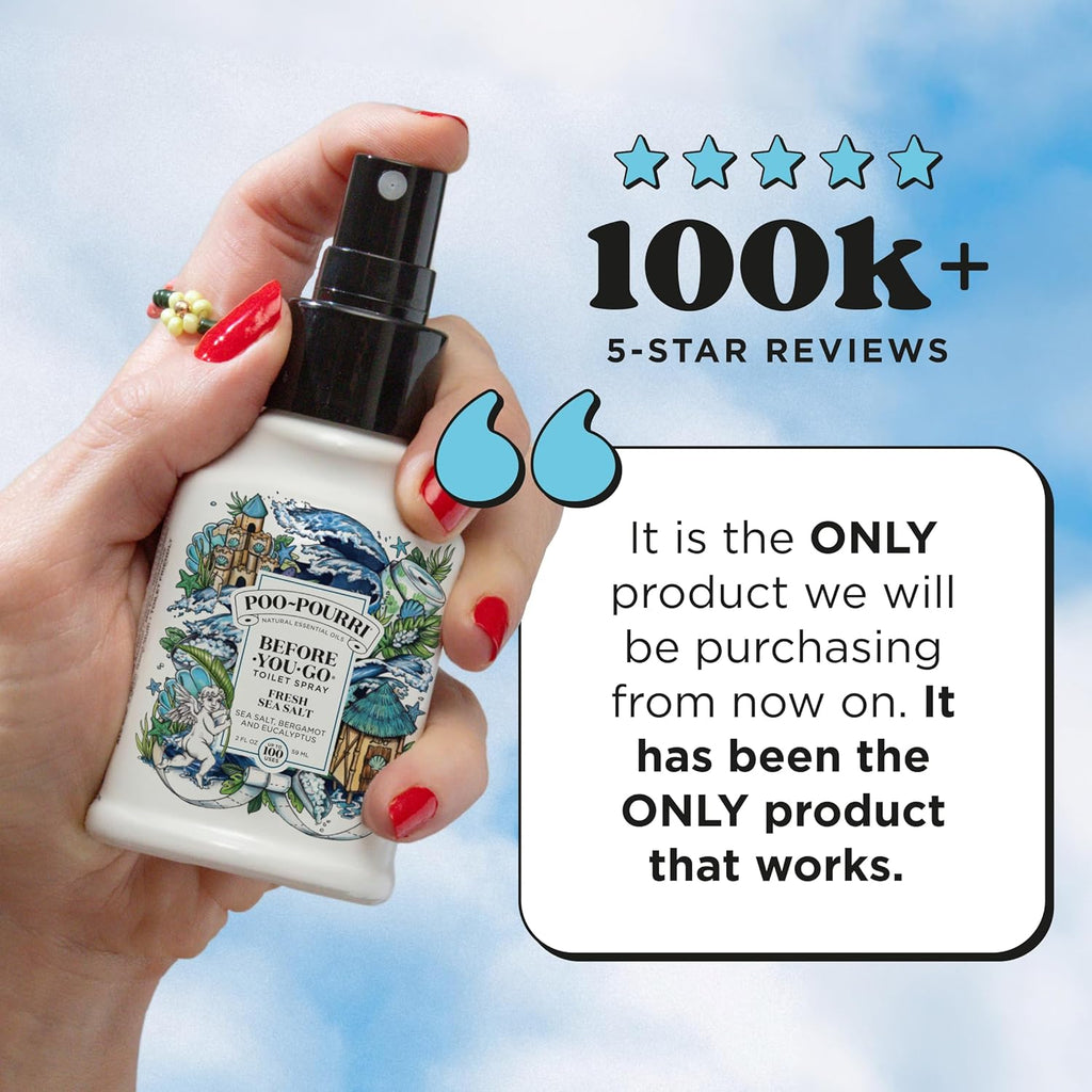 Poo-Pourri Before-You-Go Toilet Spray - Fresh Sea Salt Scent | 4 Fl Oz, Plant-Based Deodorizer (Pack of 2)