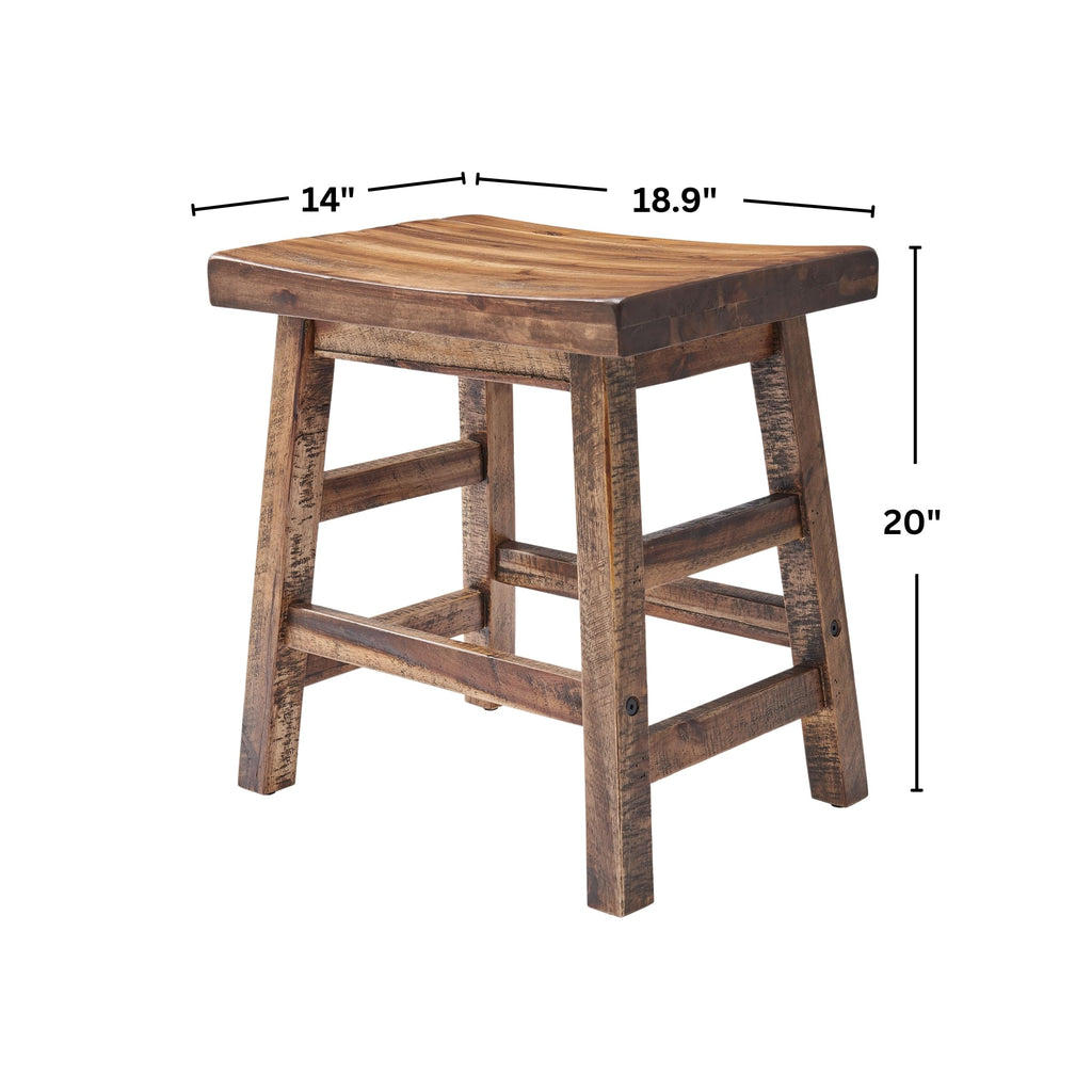 Alaterre Furniture Durango Set of 2 Industrial 20-Inch Wood Dining Stools – Rustic Farmhouse Style Solid Wood Backless Seats for Kitchen, Dining Table, or Extra Seating