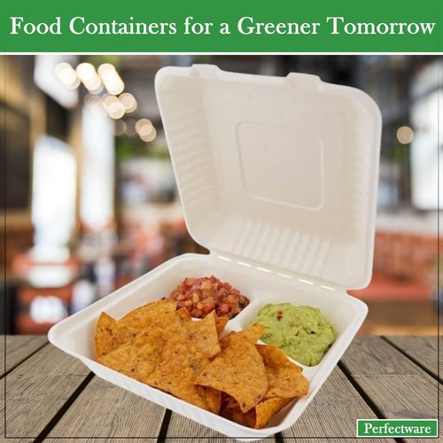 100% Compostable 3 Comp Take Out Food Containers 9x9x 3. 200 Containers, Natural Disposable Bagasse, Eco-Friendly Biodegradable Made of Sugar Cane