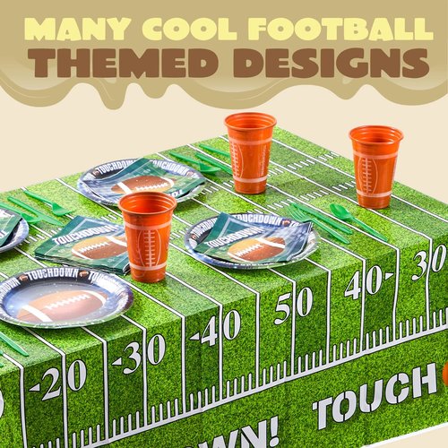 JOYIN 4 Pack Game Day Football Tablecloth Table Cover Touchdown Party Decorations Football Party Supplies (54x72 Inches)