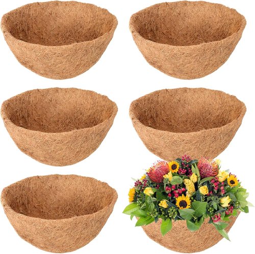 Legigo 8-Inch Coco Liners - 100% Natural Coconut Fiber Replacement for Hanging Baskets | 6 Pack