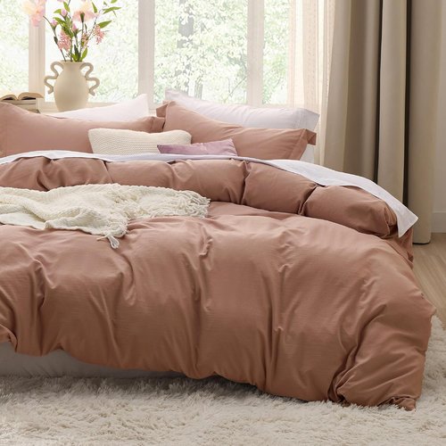 Bedsure Mocha Mousse Duvet Cover - Extra Soft 3-Piece Queen Bedding Set with Zipper Closure & Pillow Shams