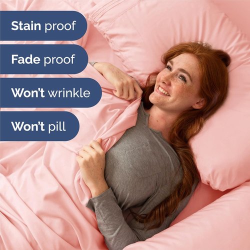 King Size 4 Piece Sheet Set - Ultra-Soft Cooling Bed Sheets | Hotel Luxury Bedding - Baby Pink
