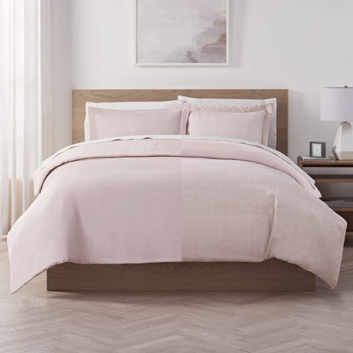 Serta Supersoft Cooling 3 Piece Reversible Duvet Set with Pillow Covers for All Season, King, Sepia Rose