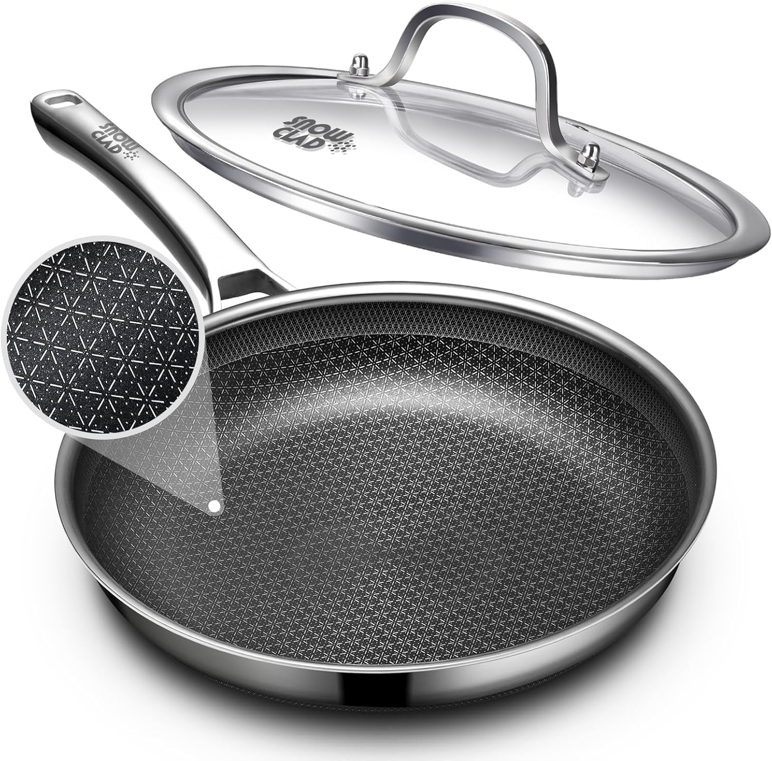 OATOFP Non-Stick Frying Pan - 12 Inch Hybrid Skillet with Lid | Dishwasher & Oven-Safe, PFOA-Free Cookware