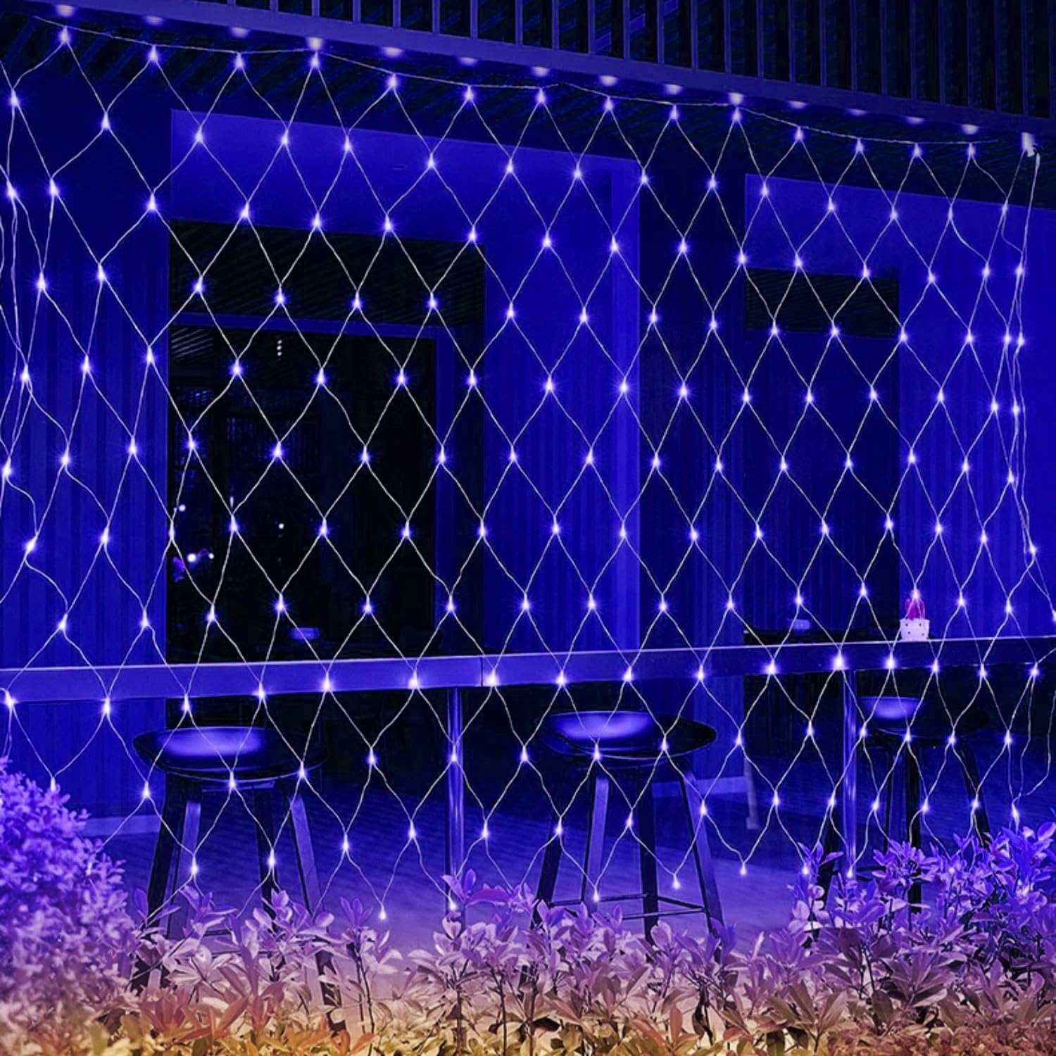 WATERGLIDE 12FT x 5FT Outdoor Christmas Net Lights - 360 LED Waterproof Mesh String Lights | 8 Lighting Modes, Blue