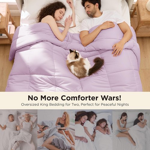 Bedsure Comforter Duvet Insert - Oversized King Size, All-Season GentleSoft Down Alternative, Light Purple 116x98 Inches