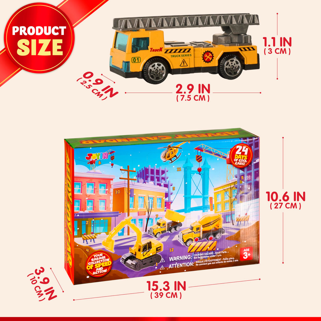 JOYIN 2025 Christmas Advent Calendar Engineering Vehicle, 24 Days Christmas Countdown Alloy Construction Engineering Vehicle for Kids, Vehicles City Construction Cars, Xmas Party Favors Supplies