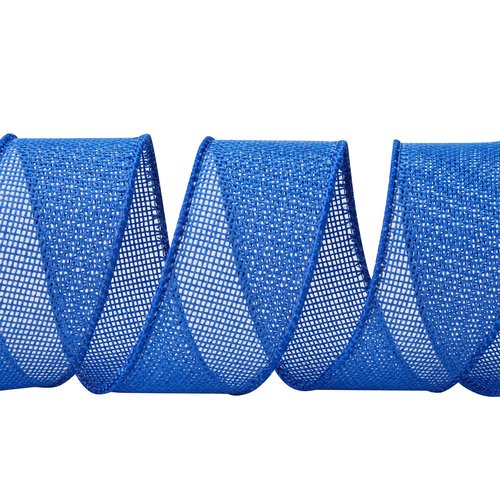 SDZMDL Burlap Wired Ribbon 1-1/2 Inchx20 Yards, Ribbon with Wire Edge for Valentine's Day Big Bow, Wreath, Tree Decoration.(Royal Blue)