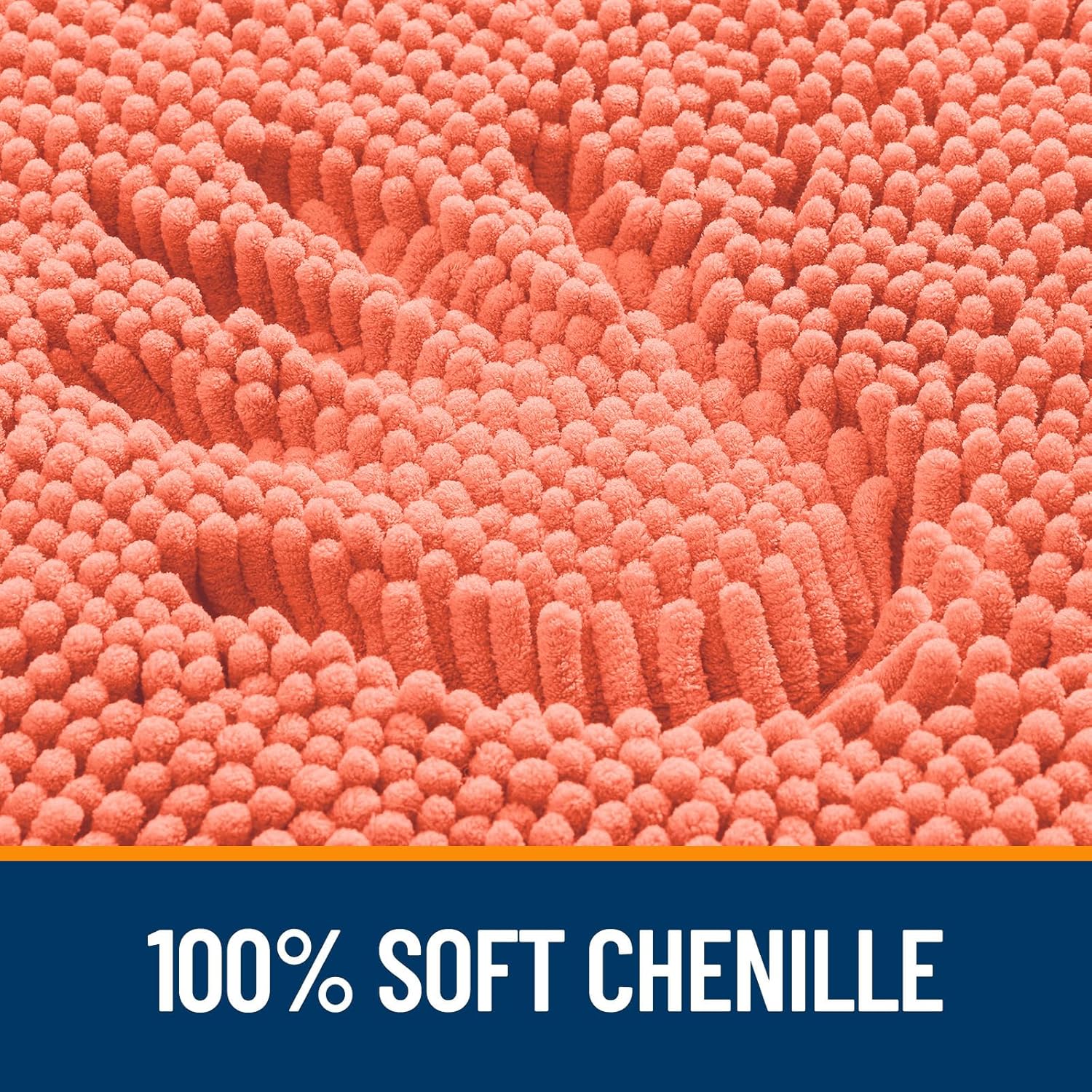 OLANLY Bathroom Rugs - Extra Soft Chenille Bath Mats with Rubber Backing | 47x24 Inches, Coral Color