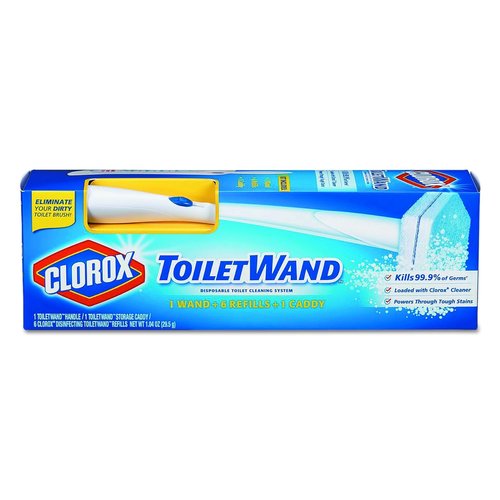Clorox Toilet Wand Cleaning Kit - Disposable Handle, Caddy & Refills | White (Case of 6)