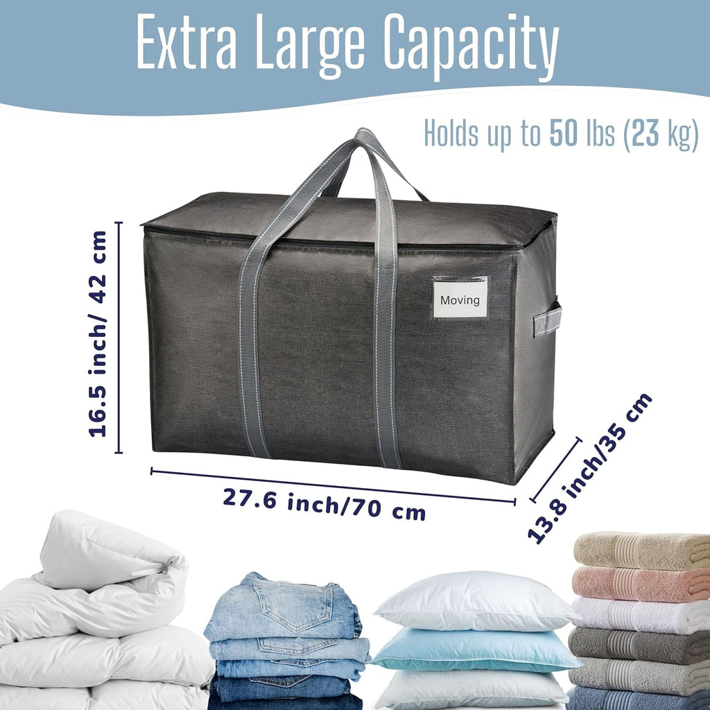 VENO Heavy Duty Moving Bags - Extra Large Reusable Storage Solution with Reinforced Handles & Strong Zippers | 8 Pack