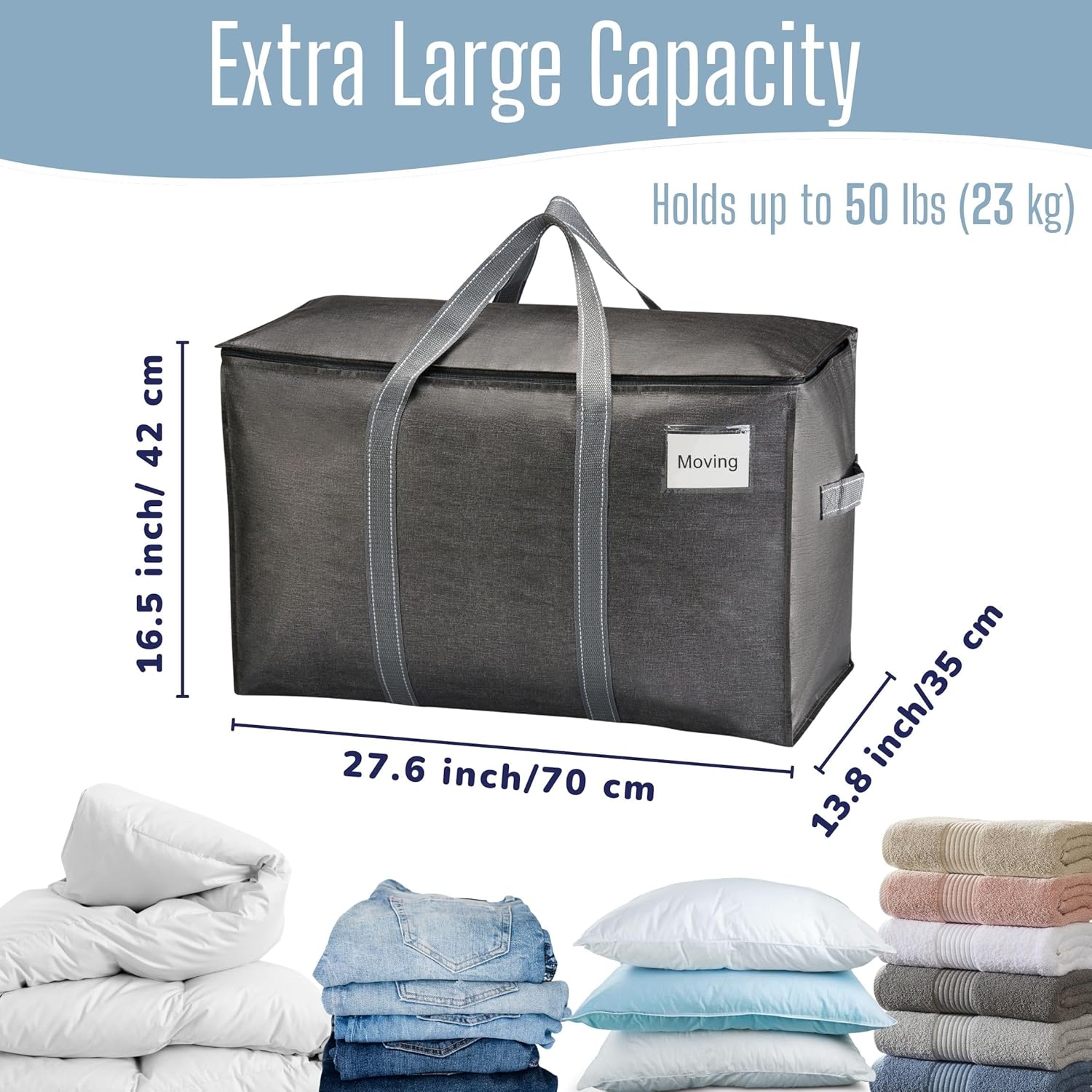 VENO Heavy Duty Moving Bags - Extra Large Reusable Storage Solution with Reinforced Handles & Strong Zippers | 8 Pack