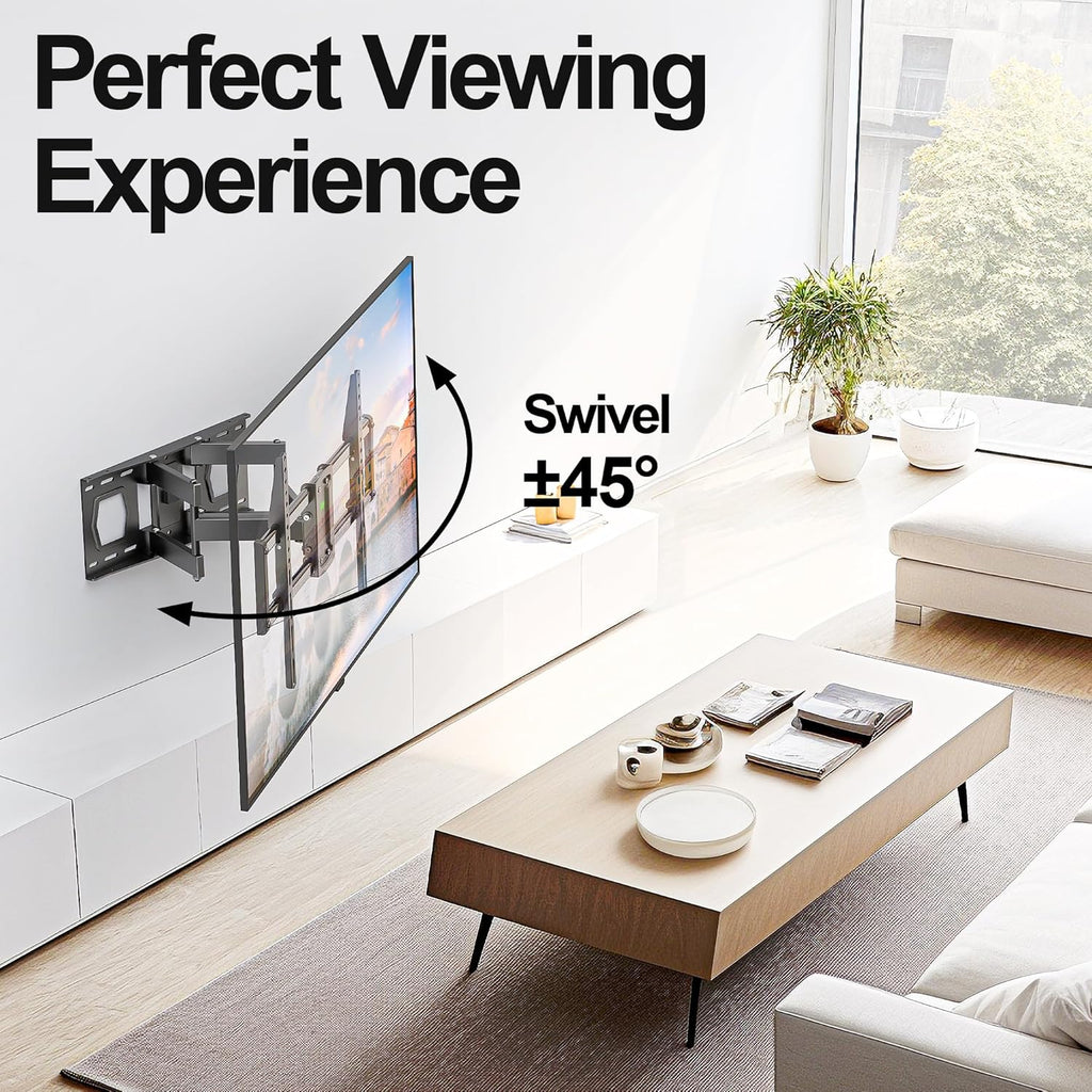 USX MOUNT Full Motion TV Wall Mount - Fits 42-84 Inch TVs, Holds Up to 120lbs, Max VESA 600x400mm, Dual Articulating Arms