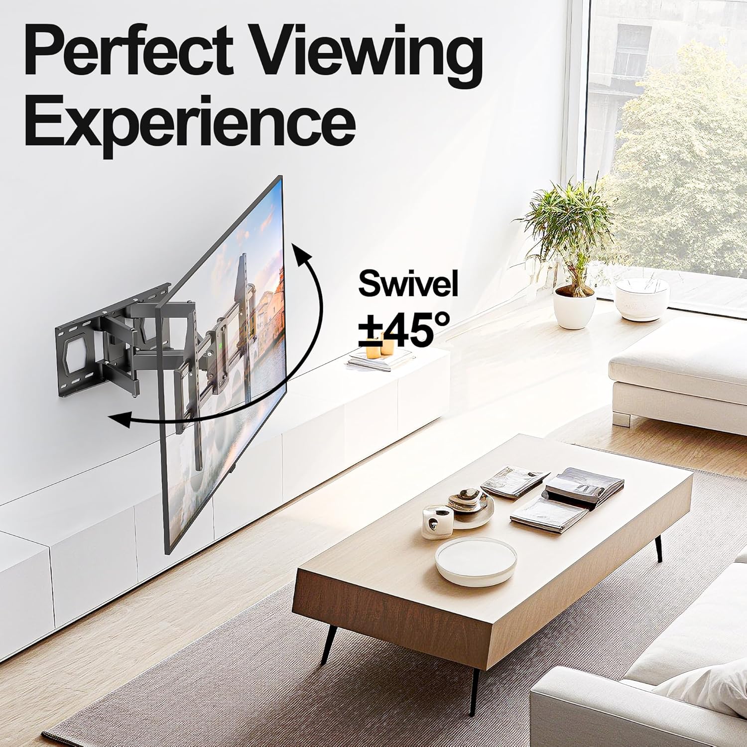 USX MOUNT Full Motion TV Wall Mount - Fits 42-84 Inch TVs, Holds Up to 120lbs, Max VESA 600x400mm, Dual Articulating Arms