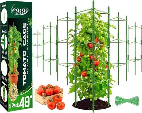 Legigo Tomato Cage - 6-Pack Garden Plant Support Up to 48 Inches | Ideal for Climbing Vegetables & Flowers