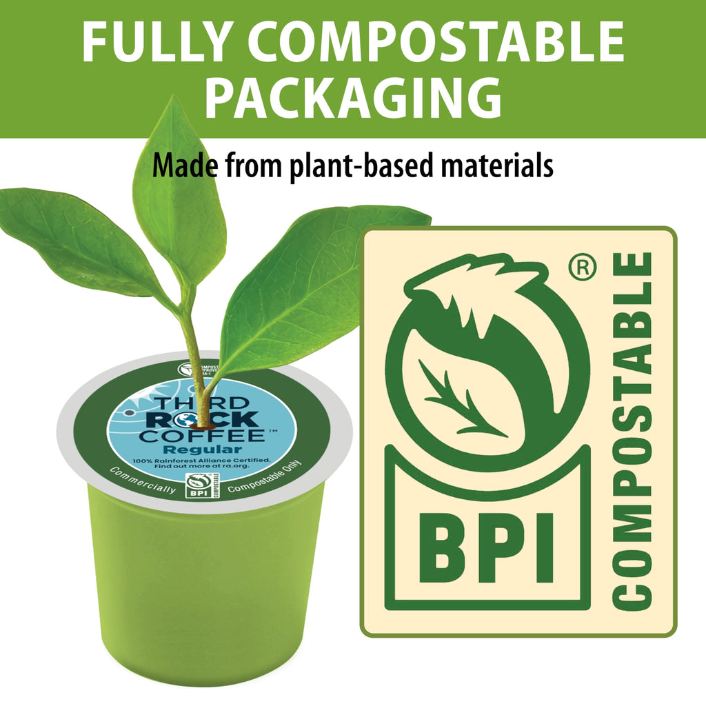 Third Rock Dark Roast Compostable Coffee Pods – 80 Count – 100% Rainforest Alliance Certified Coffee