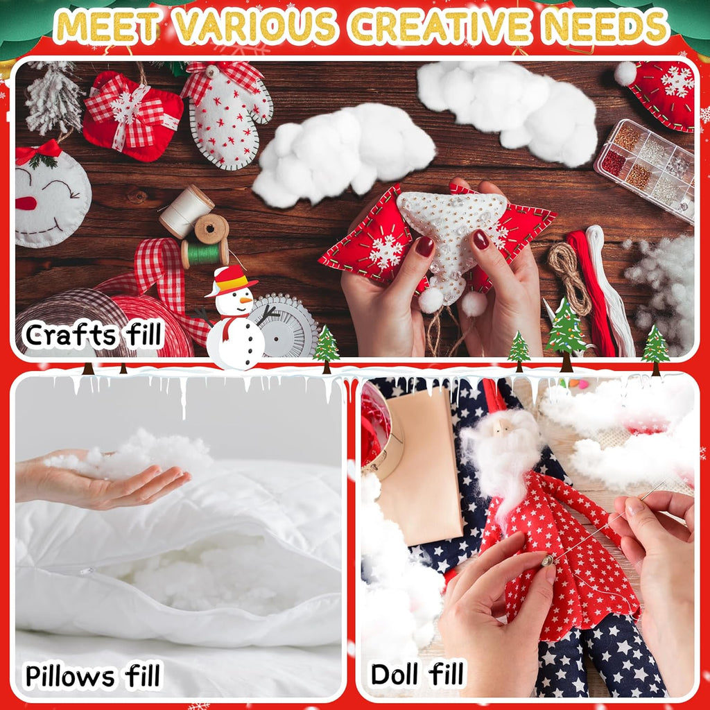 YUNAI Artificial Snow Decorations - Fluffy Cotton Stuffing for Crafts | 500g/17.64oz for Winter Decor