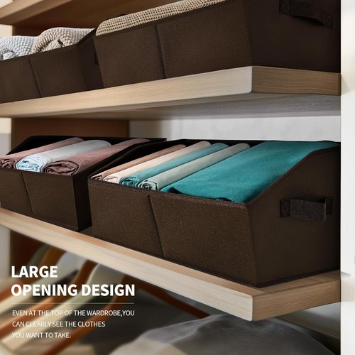 Homsorout Trapezoid Closet Storage Bins - Large Fabric Organizing Baskets for Home | 6 Pack, Brown