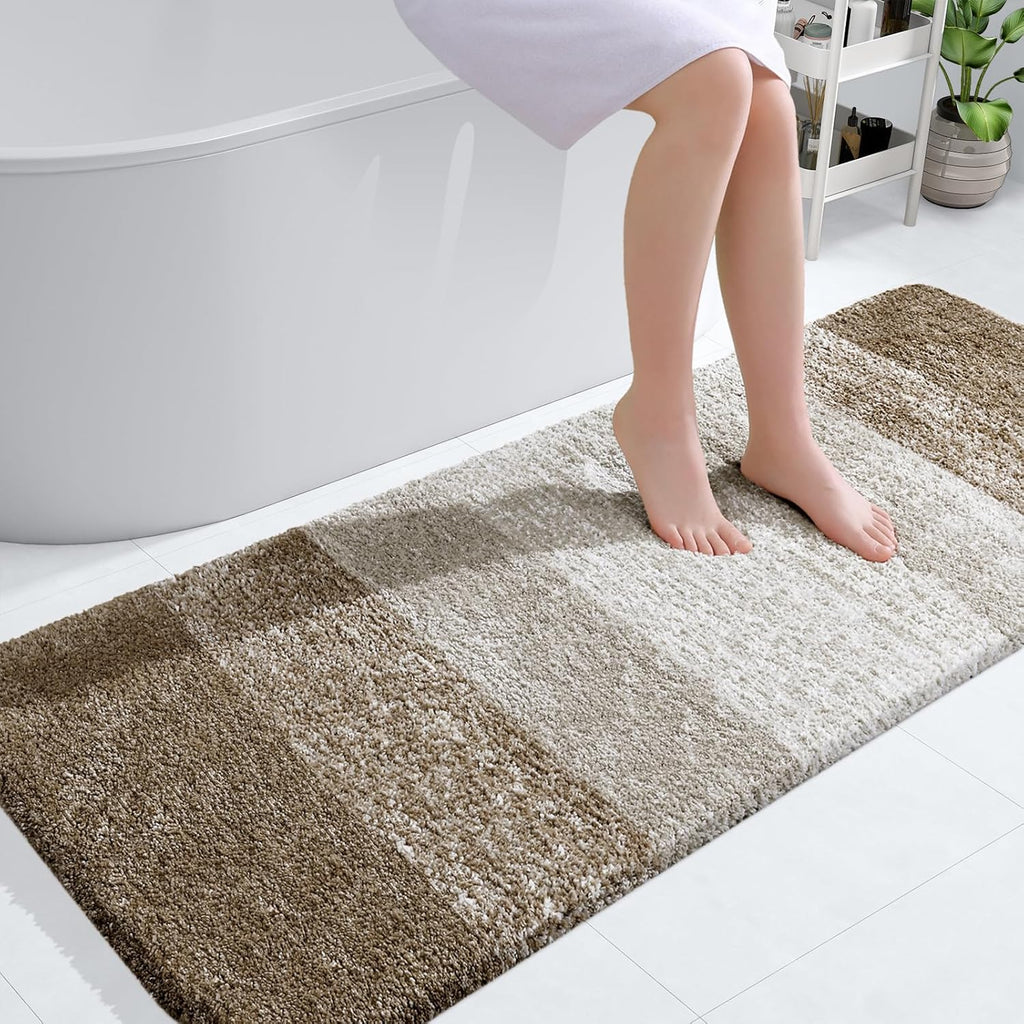 OLANLY Large Bathroom Rug Mat - Extra Soft Microfiber, Quick Dry, Machine Washable | 54x24, Coffee Color