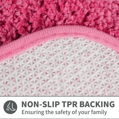 Wylumen Cute Scalloped Rose Pink Bathroom Rugs Mat,Non Slip Absorbent Quick Dry Bath Mats for Shower Room,Microfiber Bath Mats for Bathroom Floor Washable Carpet for Shower Tub Sink Bedroom,20"x32"