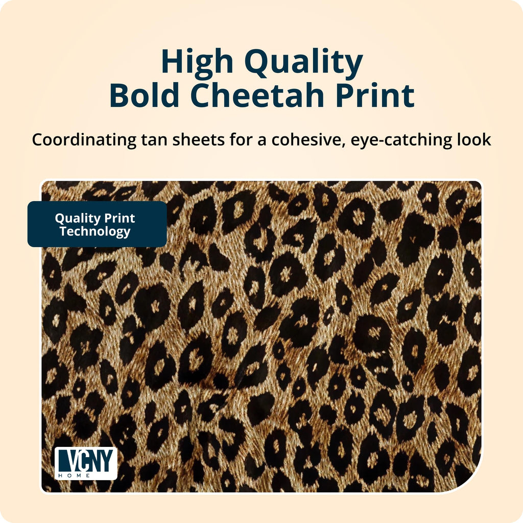 VCNY Home Bed in a Bag 8-Piece Bedding Set - Queen Size | Cheetah Print Shams, Decorative Pillows & Pillowcases | Elevate Your Home Decor | Luxurious, Soft & Cozy | No-Wrinkle Microfiber Polyester