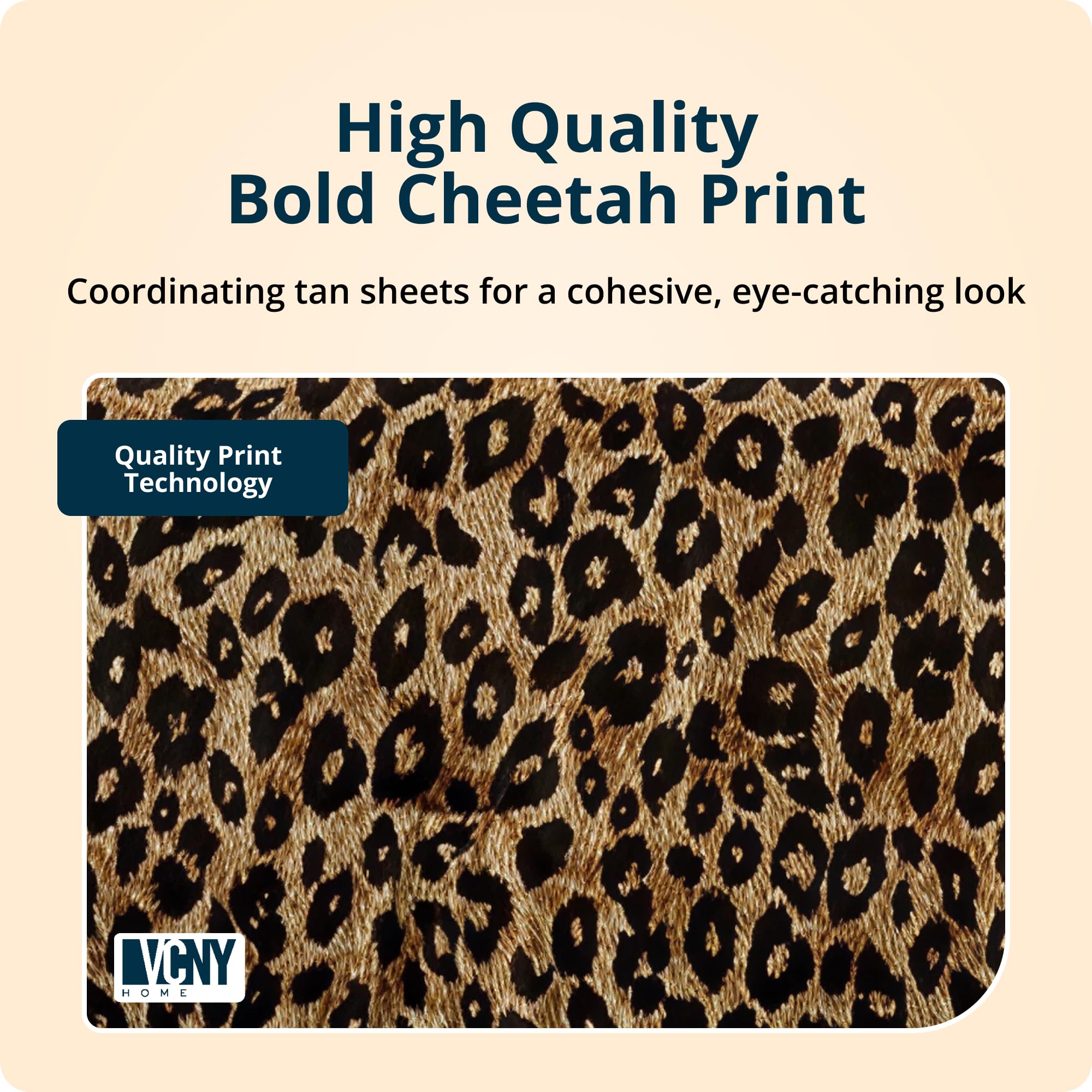 VCNY Home Bed in a Bag 8-Piece Bedding Set - Queen Size | Cheetah Print Shams, Decorative Pillows & Pillowcases | Elevate Your Home Decor | Luxurious, Soft & Cozy | No-Wrinkle Microfiber Polyester