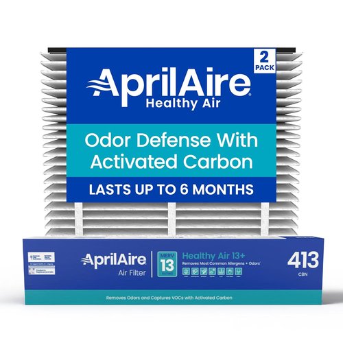 AprilAire 413CBN Replacement Filter - MERV 13 Carbon Air Filter for Whole House Purifiers | 16x25x4 (Pack of 2)